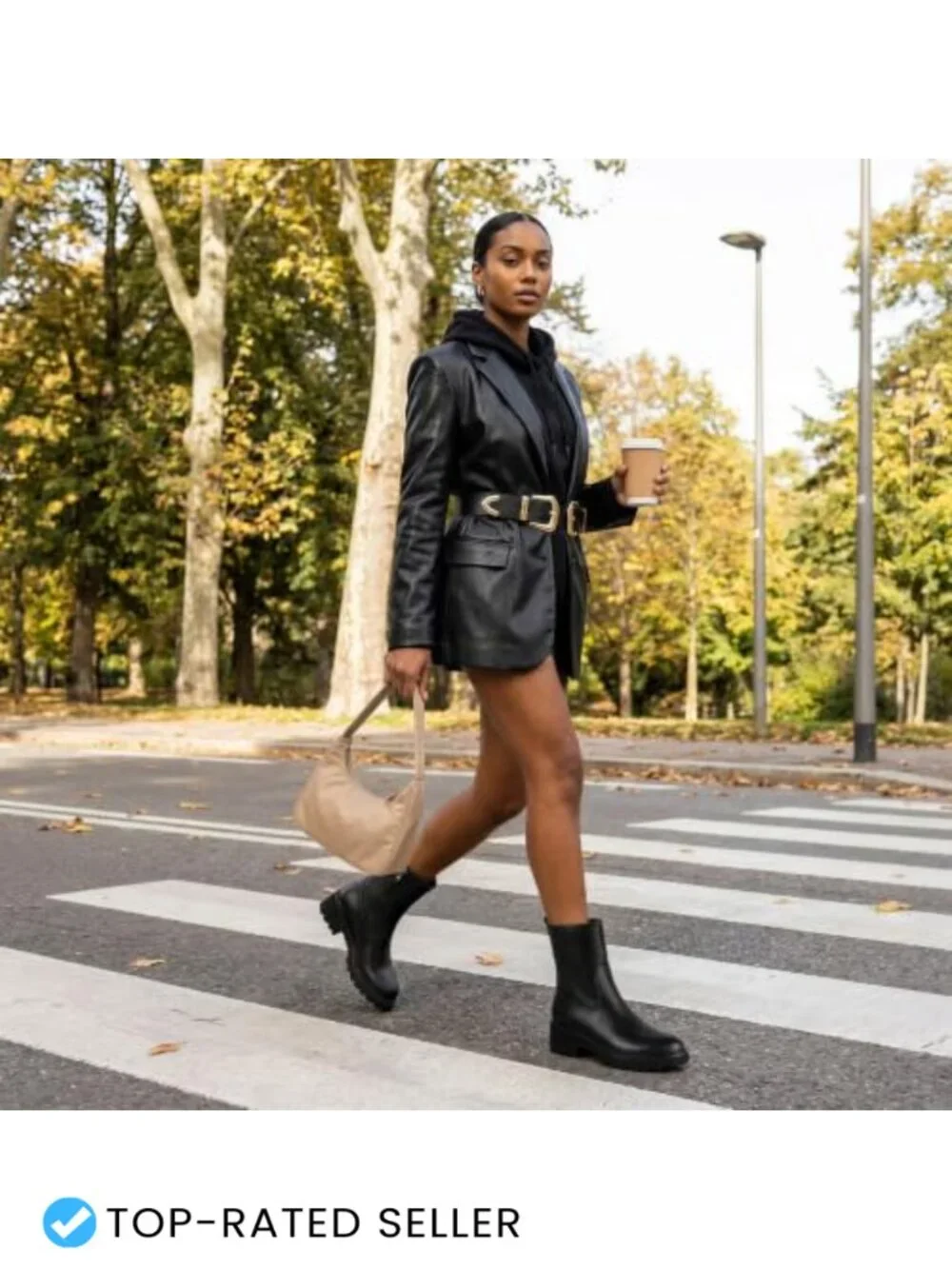Faux Leather Round Toe Ankle Boots with Chunky Heel Lug Sole